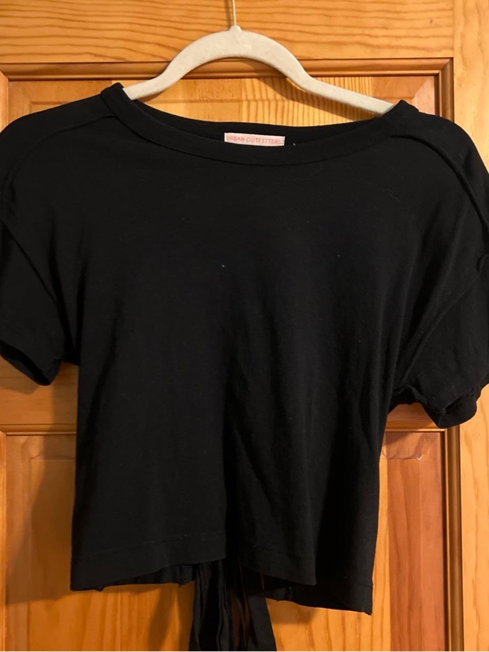 Urban Outfitters Black Cropped Open Back Tee